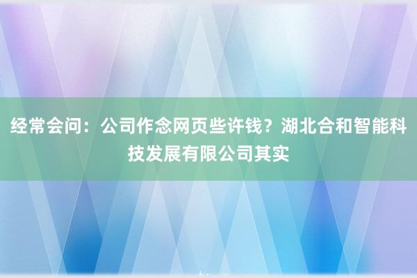 经常会问:公司作念网页些许钱?湖北合和智能科技发展有限公司其实
